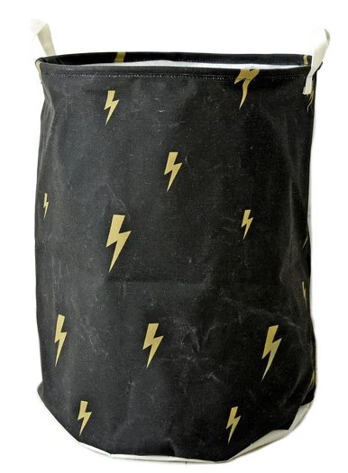 Black and Gold Lightning Canvas Laundry Basket