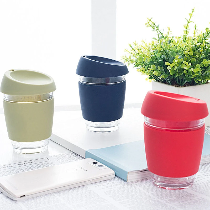 Silicon & Glass Travel Coffee Mug