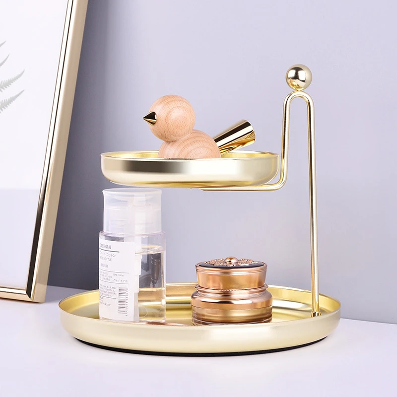 Two-Tier Gold Desk Stand Tray