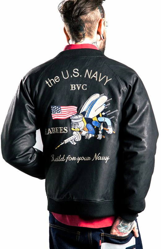 Embroidered Vintage Faux Leather Jacket