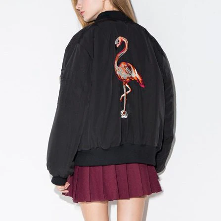 Flamingo Embroidered Bomber
