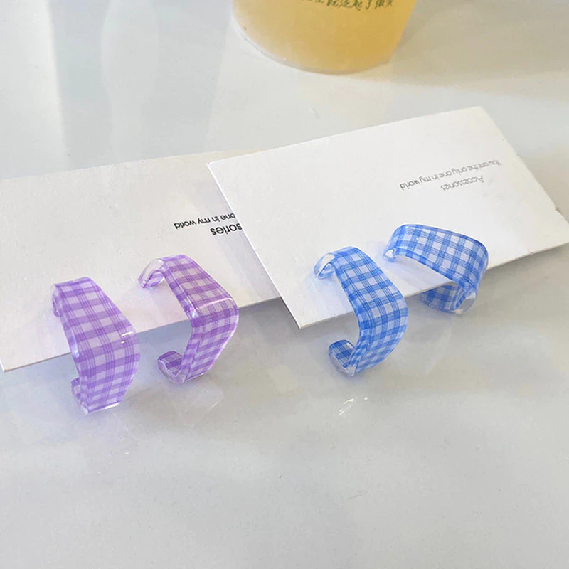 Plaid Square Hoop Earrings