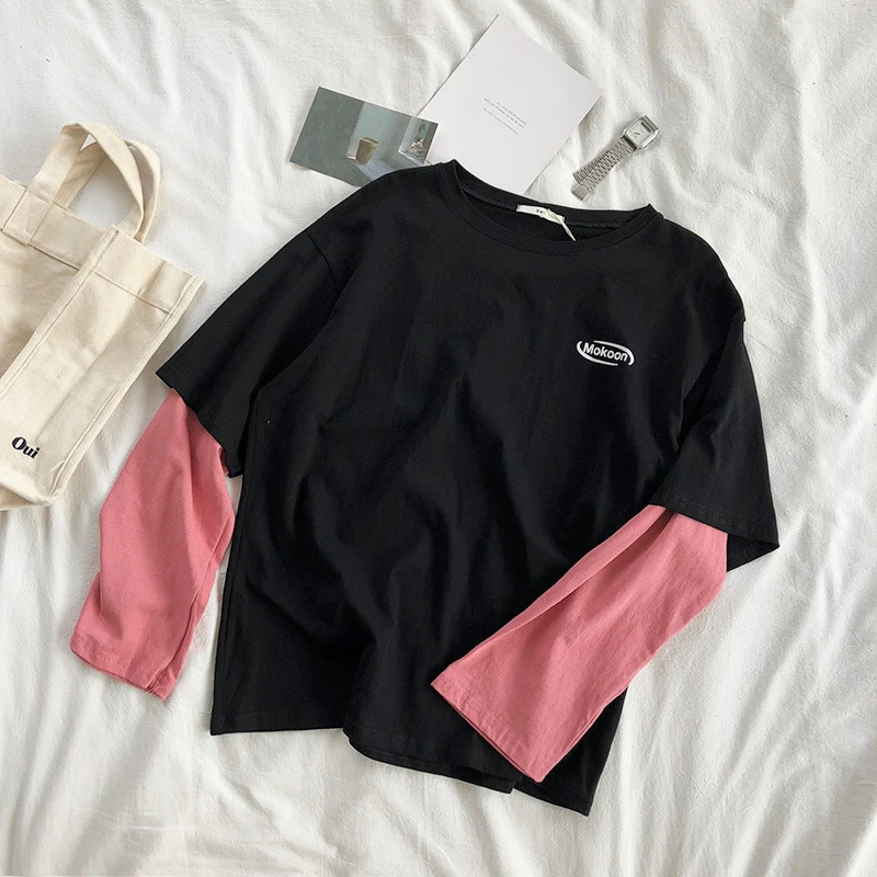 Two Tone Retro Long Sleeve Tee