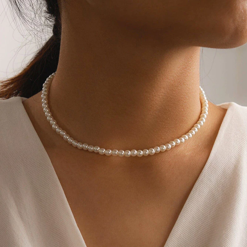 Imitation Pearl Choker Necklace