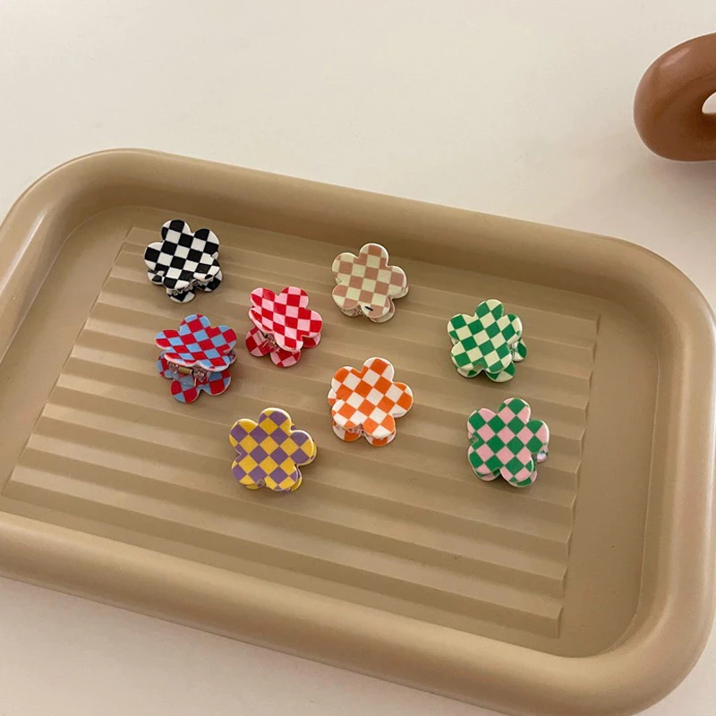 Checkered Flower Hair Clip