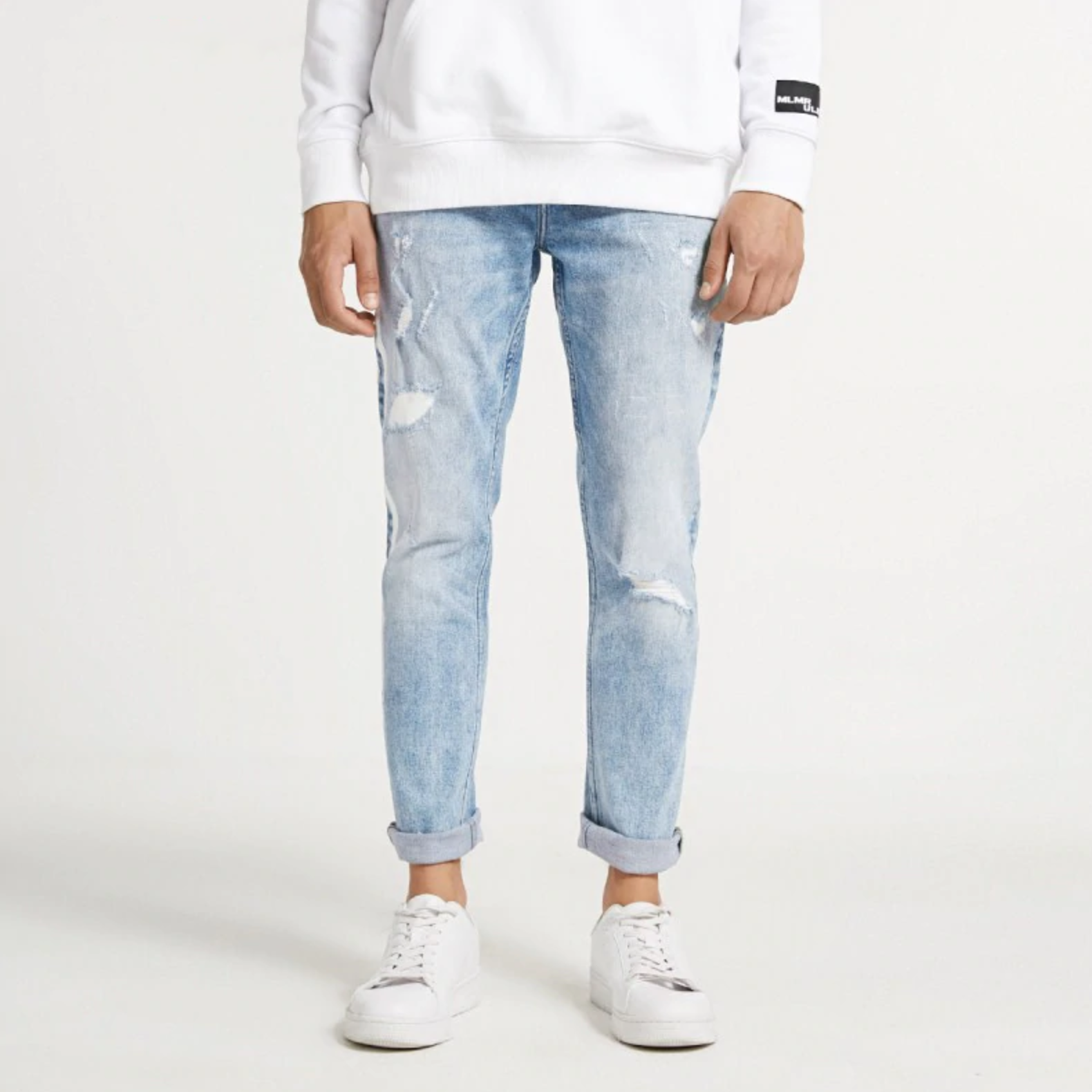 Distressed Slim Light Wash Mens Jeans