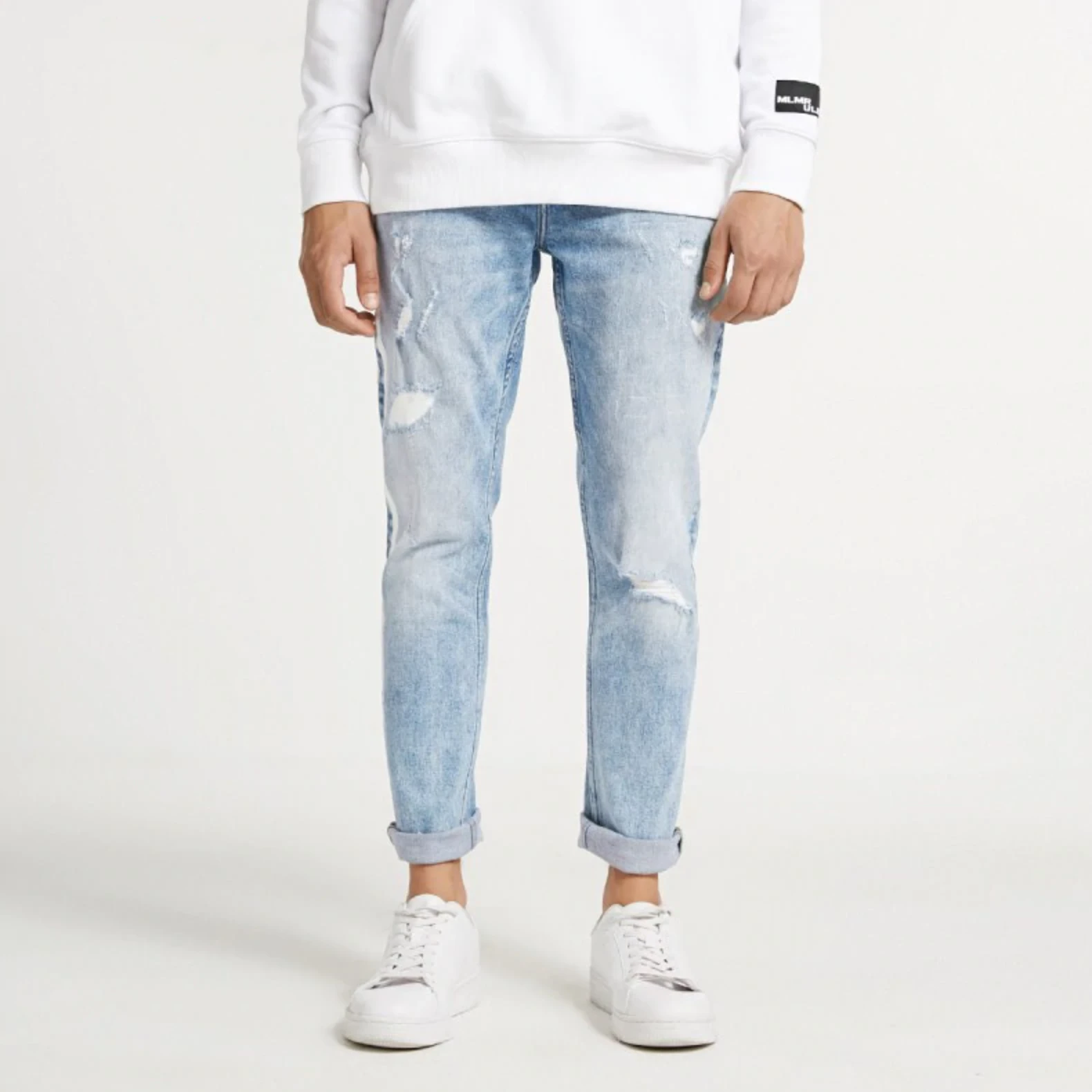 Distressed Slim Light Wash Mens Jeans