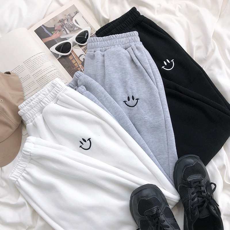 Smiley Embroidered Trackpants