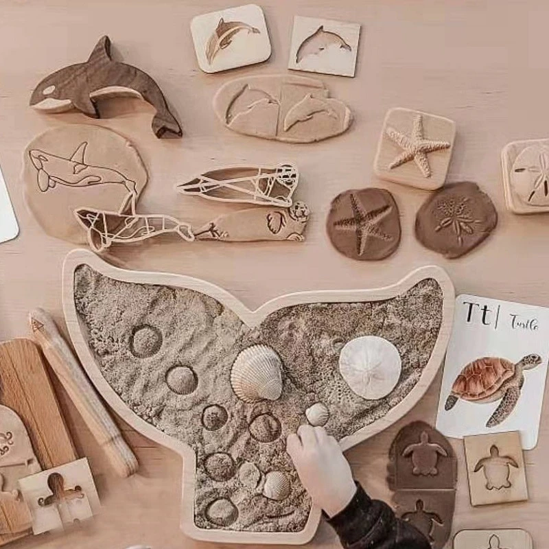 Wooden Beach Sensory Tray