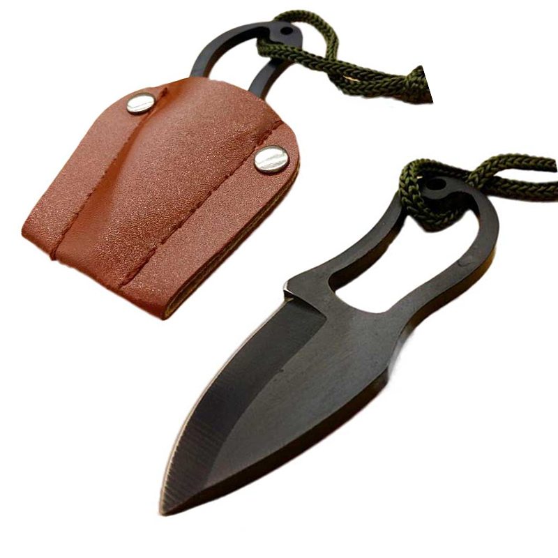 Mini EDC Survival Knife with Leather Sheaf