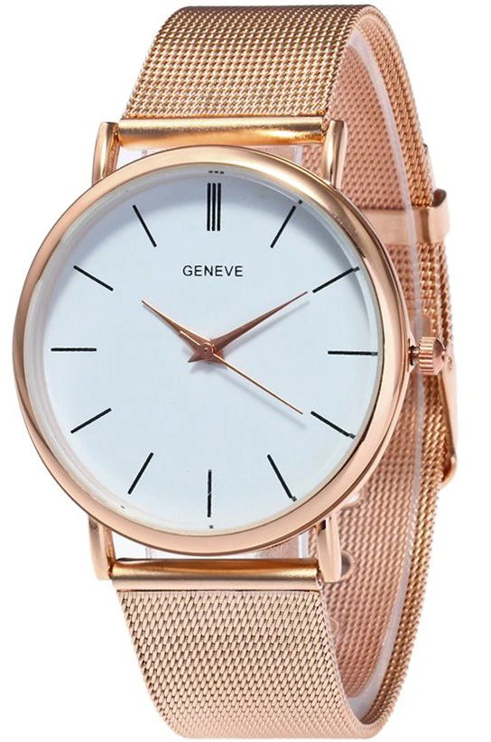 Womens Rose Gold Watch with Mesh Metal Strap