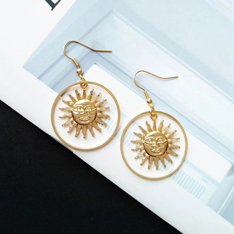 Gold Sun Drop Earrings