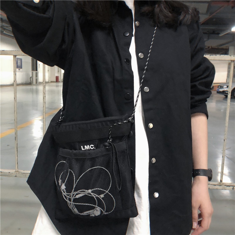 Nylon Tech Crossbody Drawstring Bag