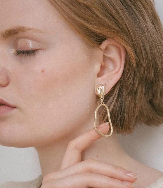 Gold Irregular Hollow Drop Earrings