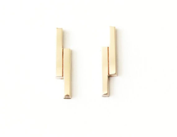 Gold Bar Stud Earrings