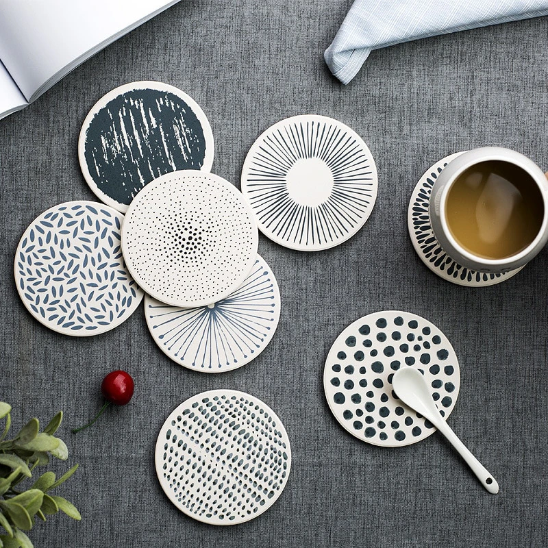 Ceramic Monochrome Painted Coasters