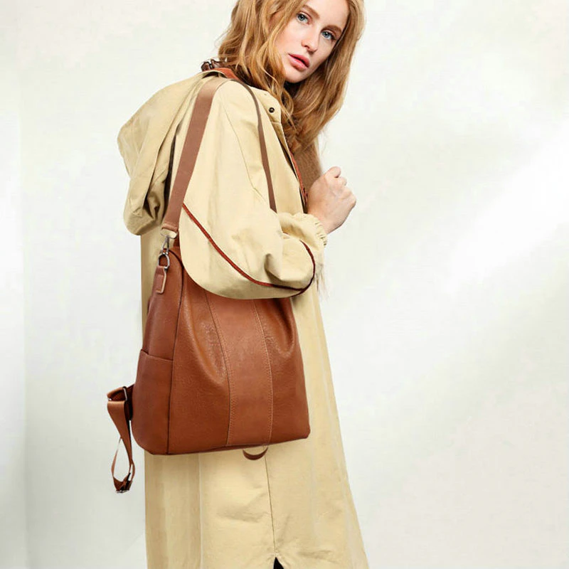 Leather Bucket Backpack