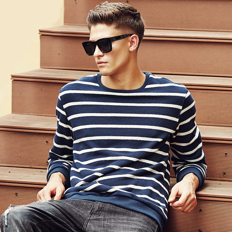 Striped Mens Pullover Sweater