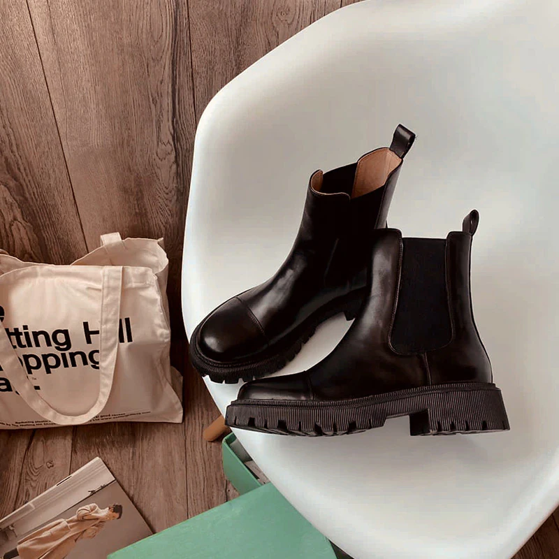 Chunky Leather Ankle Boots