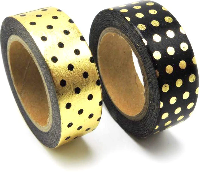 Black & Gold Polka Dot Washi Tape