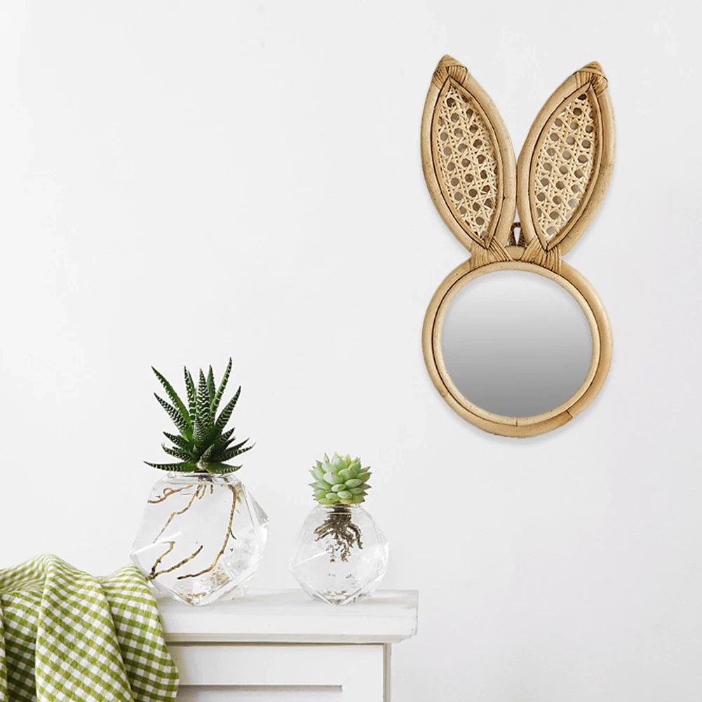 Rattan Rabbit Mirror