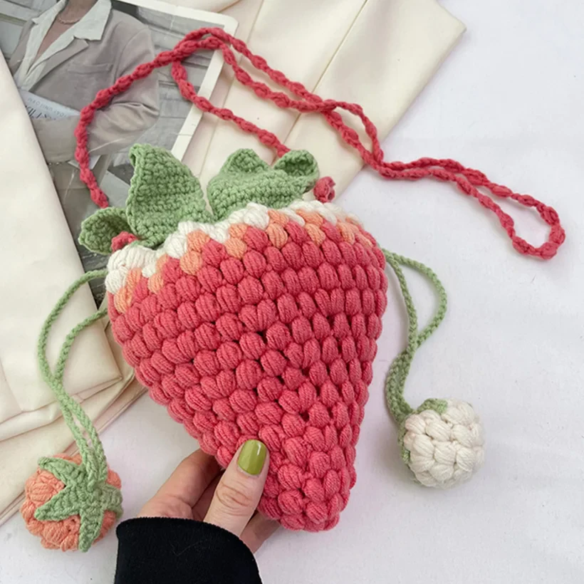Crochet Strawberry Satchel