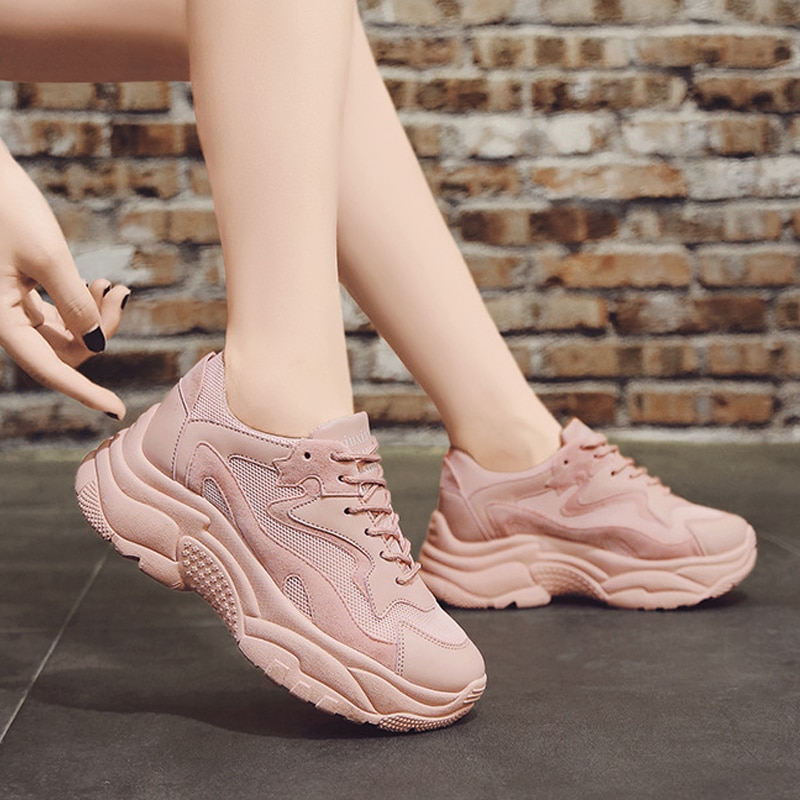 Block Pink Chunky Sneakers