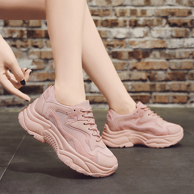 Block Pink Chunky Sneakers