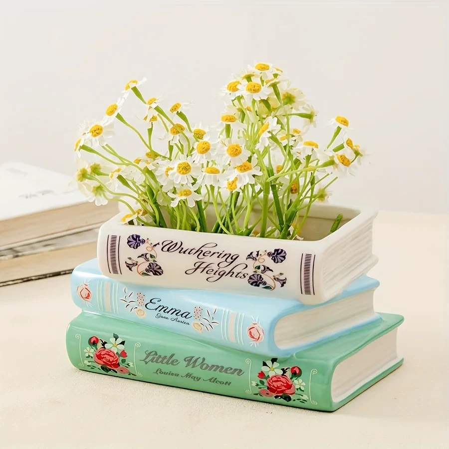 Book Stack Ceramic Vase