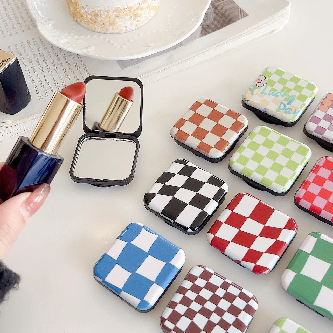 Checkered Socket Pocket Mirror
