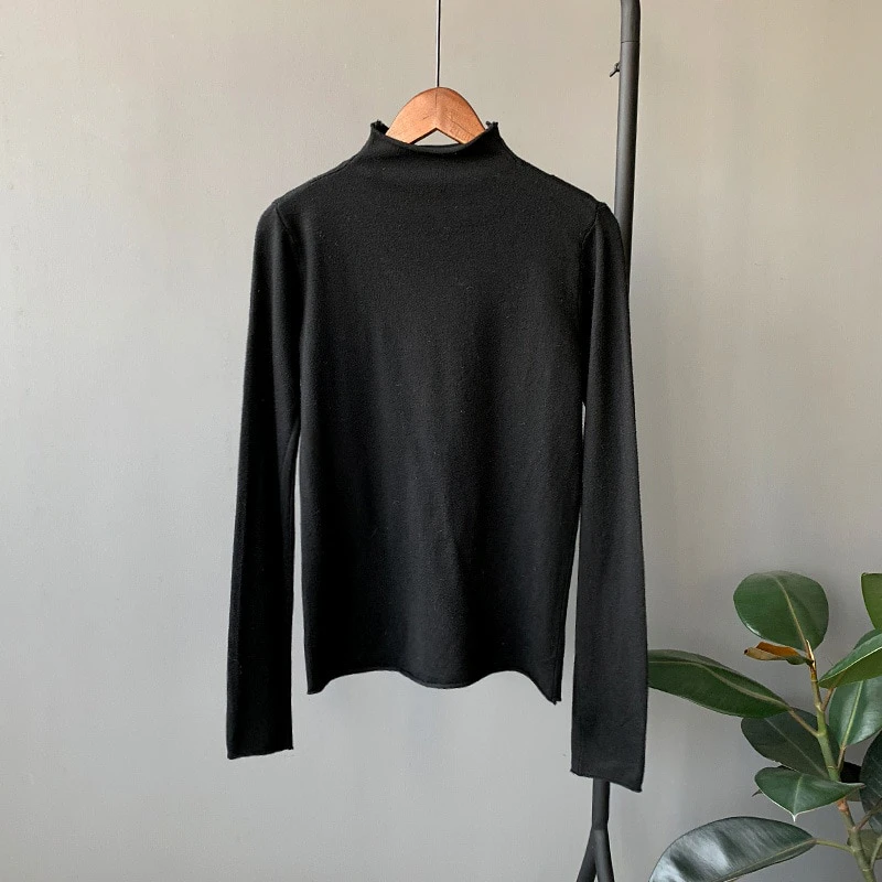 Raw Hem Turtleneck Sweater