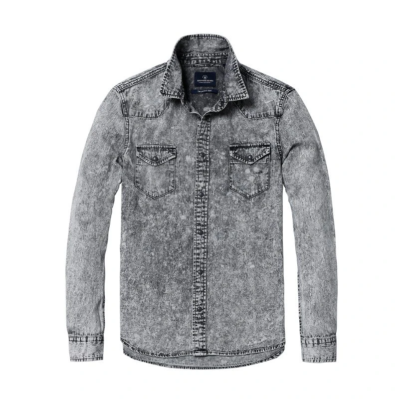 Stonewash Mens Black Denim Shirt
