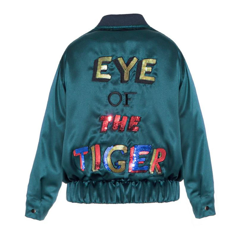 Sequin Embroidered 'Eye of the Tiger' Bomber