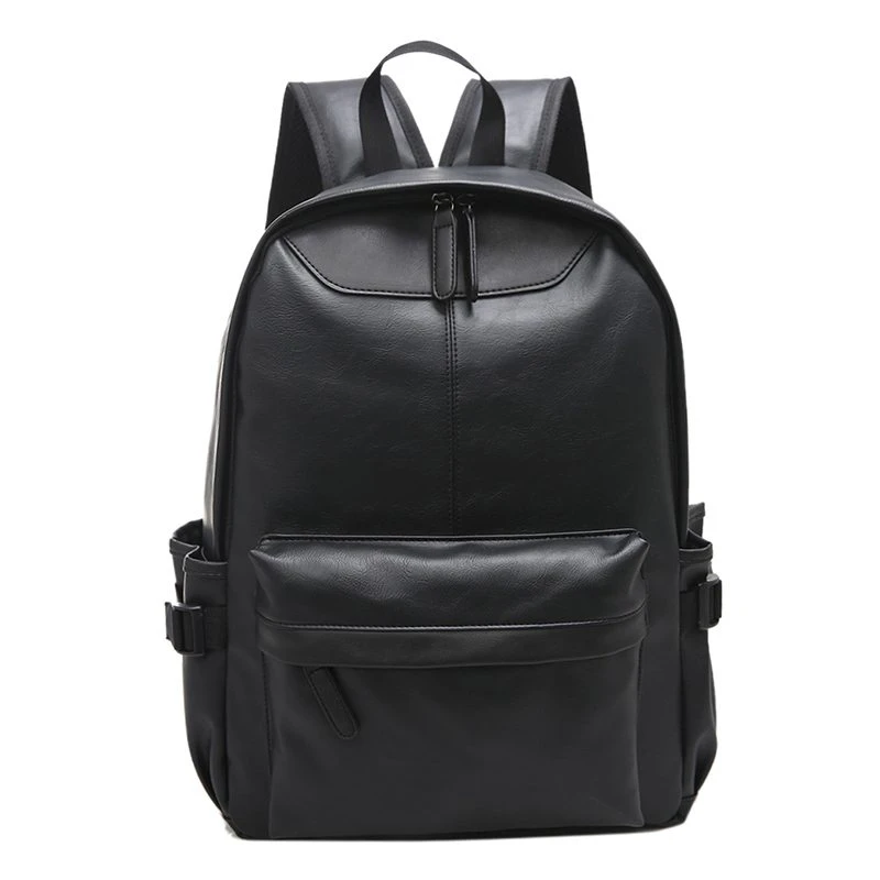 Black Leather Laptop Sleeve Backpack