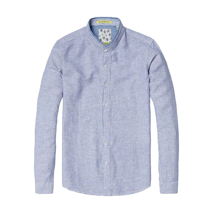 Mandarin Collar Mens Linen Shirt