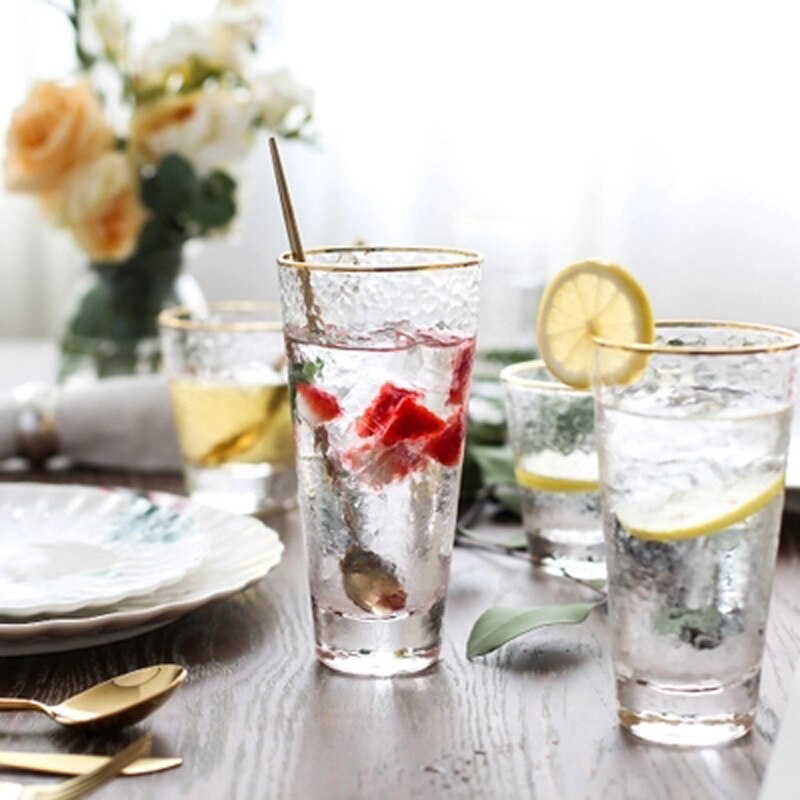 Frosted Gold Rim Drinking Glasses