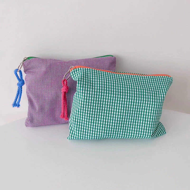 Plaid Canvas Pouch