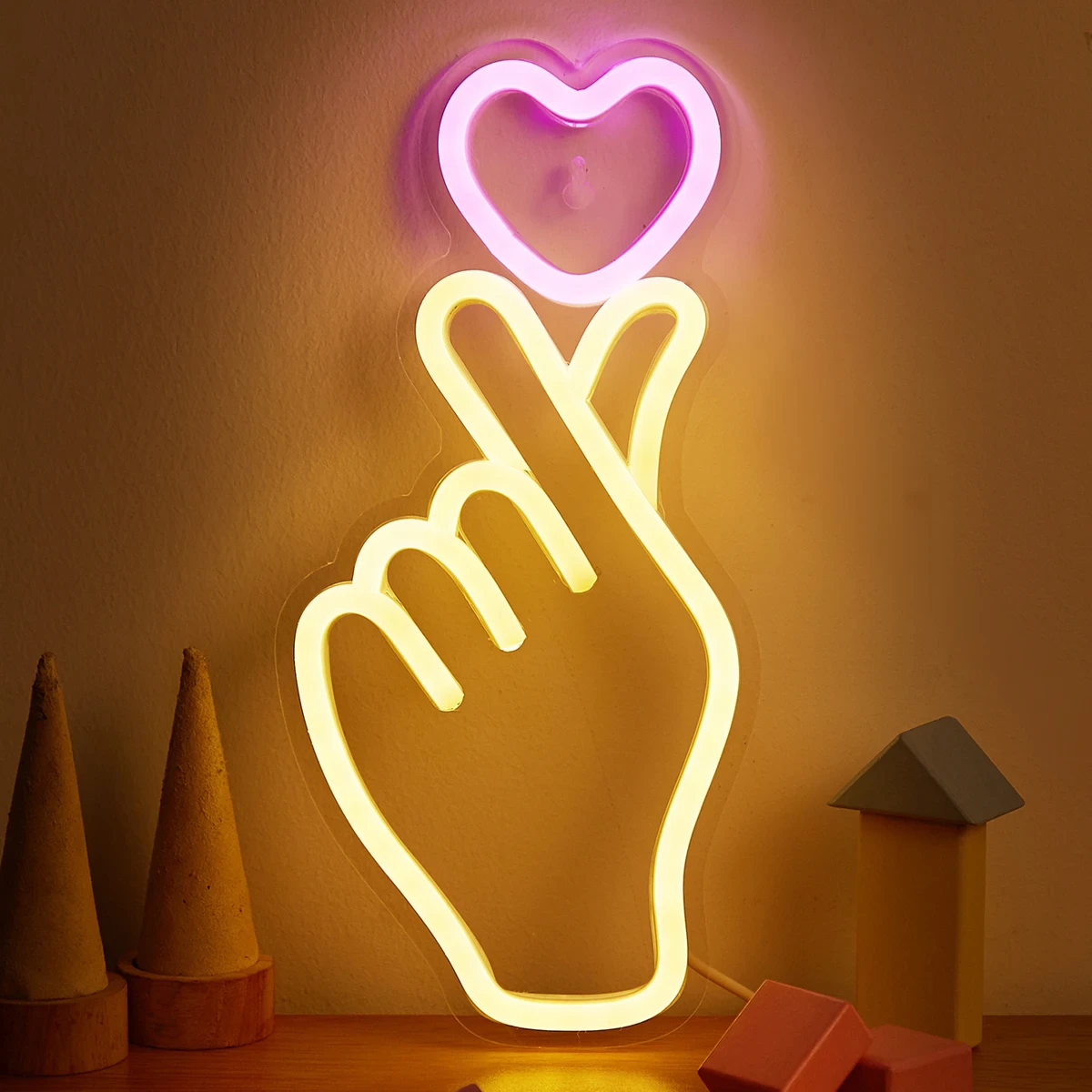 Heart & Hand Neon Sign