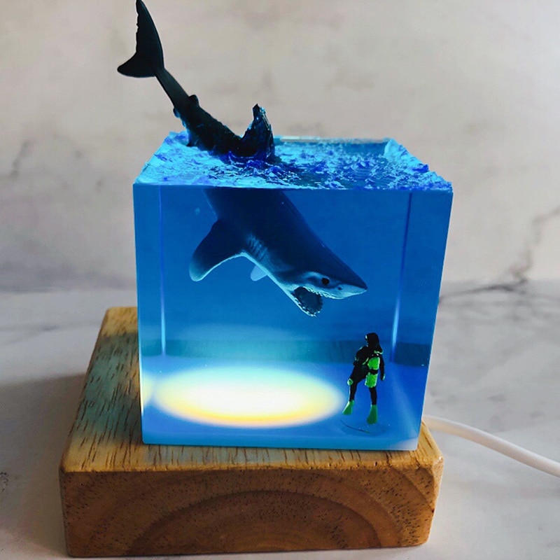 Shark Dive Scene LED Night Lamp