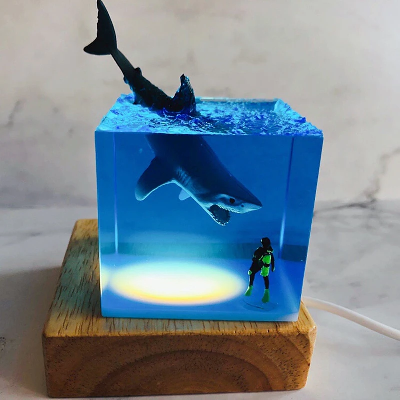 Shark Dive Scene LED Night Lamp