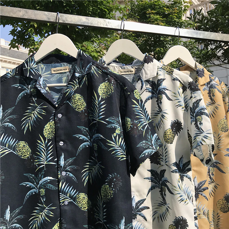 Mens Viscose Tropical Button Down