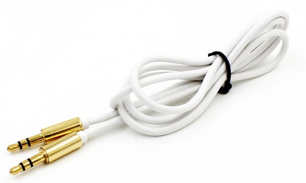 1m White and Gold Aux Cable