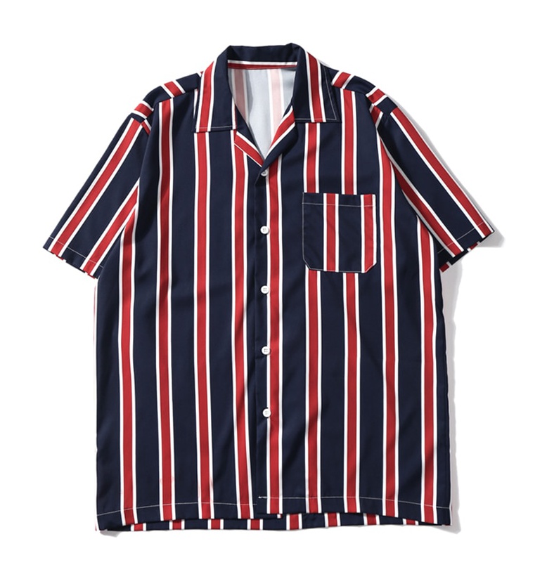 Revere Collar Vertical Stripe Shirt
