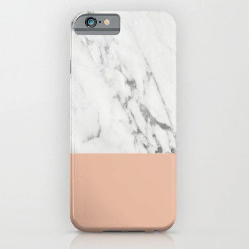Rose Gold Dipped Marble Iphone Case