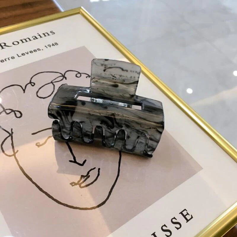 Black Marble Claw Clip