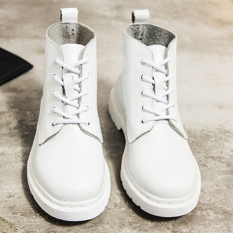 Womens White Leather Boots