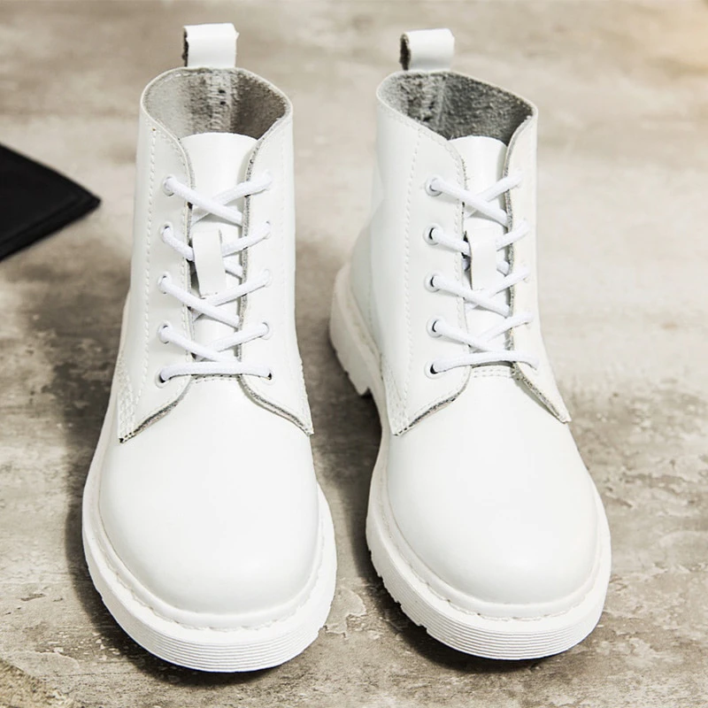Womens White Leather Boots