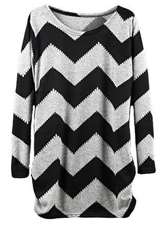 Womens Chevron Crewneck Pullover