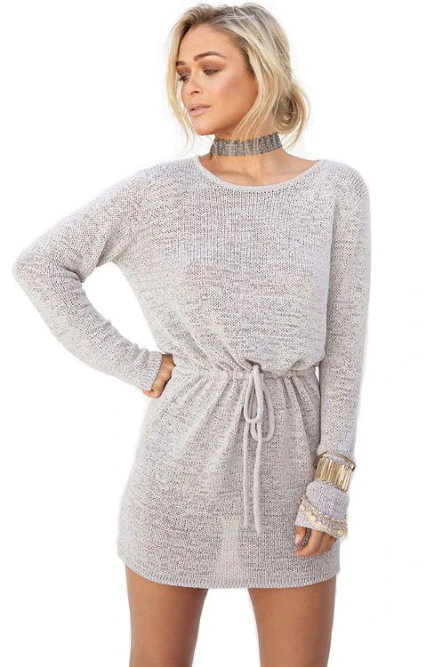 Loose Backless Grey Summer Beach Dress