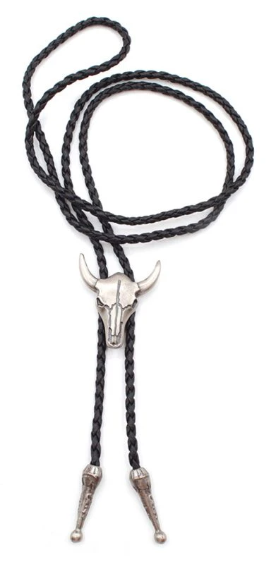 Faux Leather Bullhead Bolo Necktie